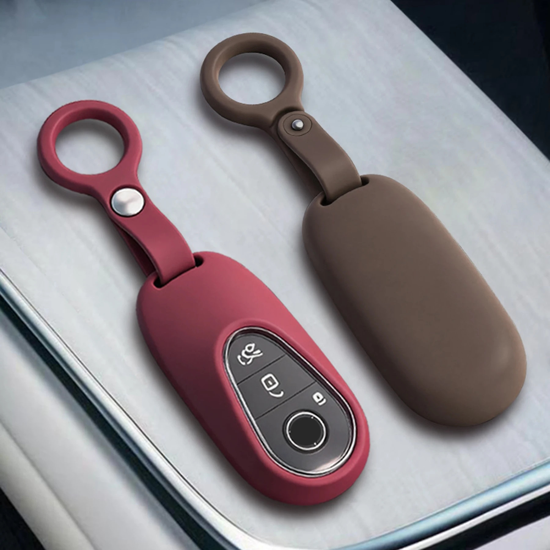 

Premium Silicone Key Holder For Mercedes-Benz C Class S Class Maybach S480 W206 C200 C260L S400L Remote Key Fob with Keychain