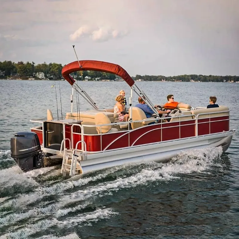 New 22ft Aluminum Fishing Pontoon Boat  12 Person Capacity with Fish Tank and Rod Holder for Lake Fishing