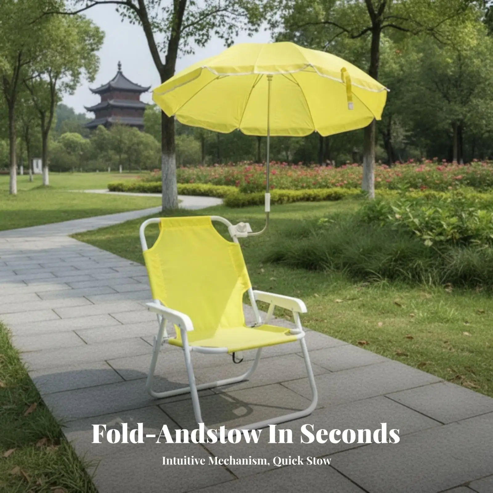 Alloy Low Profile Outdoor Folding Seat with Umbrella Canopy Portable Compact Beach Chair for Camping Fishing Garden Terrace Alloy Low Profile Outdoor Folding Seat with Umbrella Canopy Portable Compact Beach Chair for Camping Fishing Garden Terrace