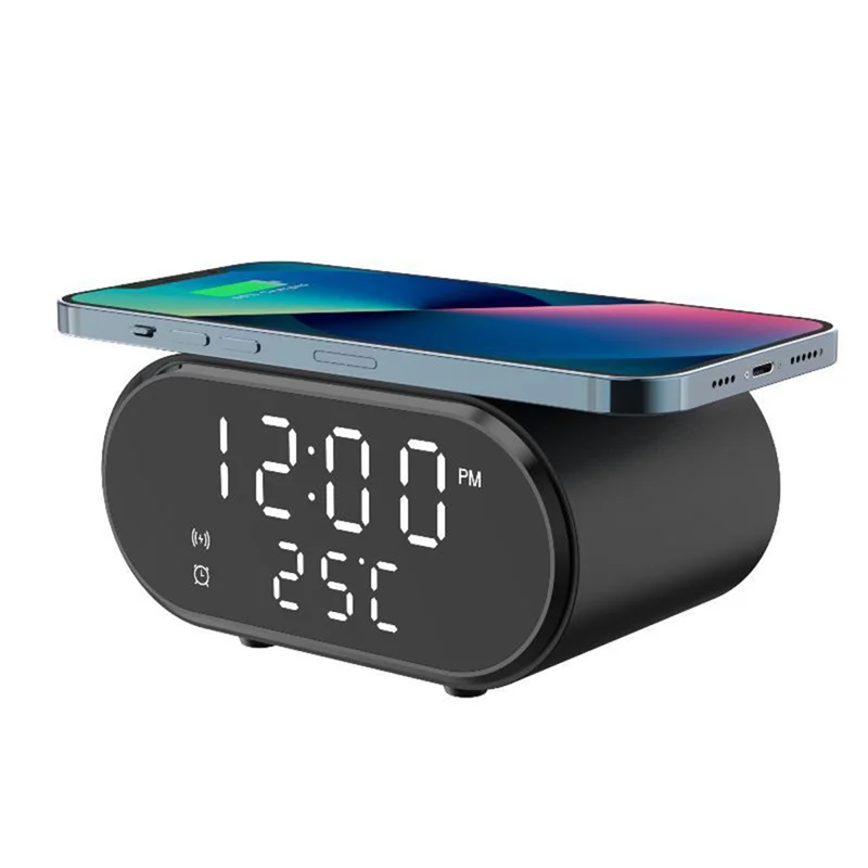 SQPP-15W Multifunctional Wireless Charger Clock Alarm Temperature Display Smart Desktop Mobile Phone Charger