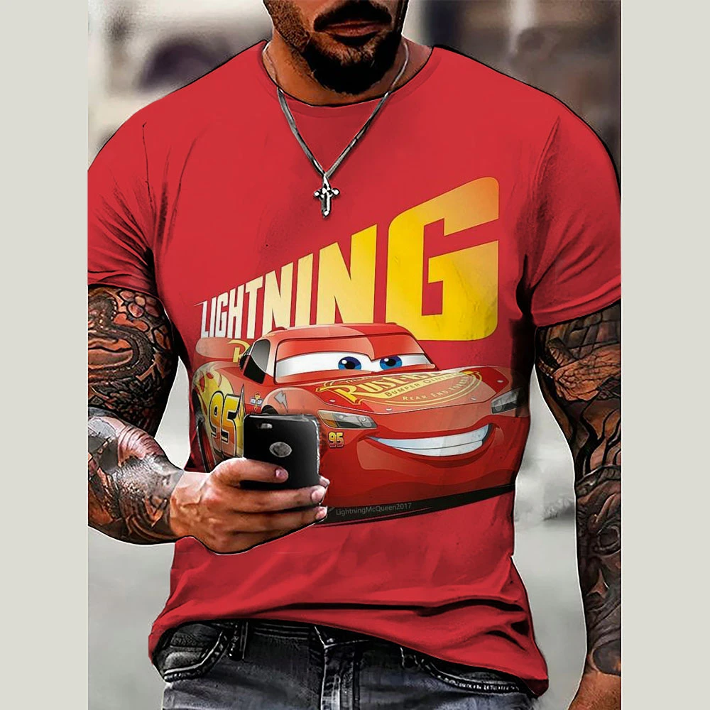 

Disney Pixar Cars Lightning McQueen Men Clothes T Shirts for Men Cartoons Casual Tops Boys Girls Teenager Outfits Tee Shirt Tops