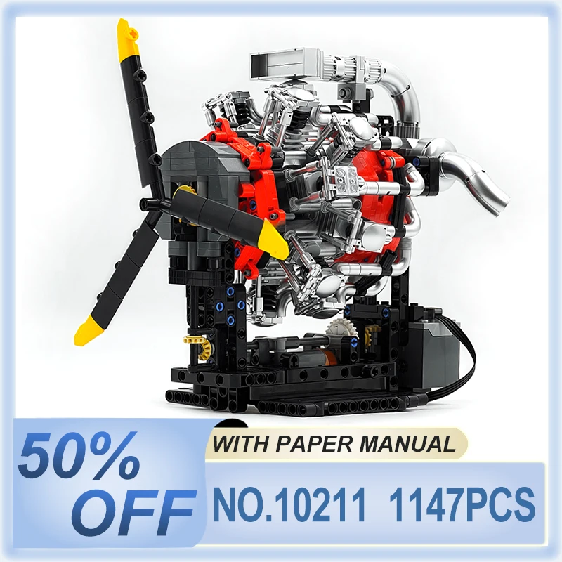 

Mould King 10211 Technical Engine DIY Toys Motorized Radial Aviation Engine Building Blocks Assembly Engine Kids Christmas Gifts