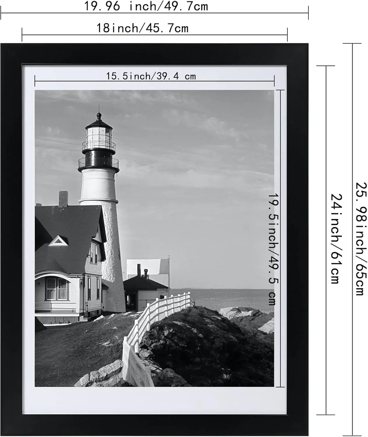 18x24 Picture Frame 3 Pack, Black Poster Frame, Display Poster 16 x 20 with Mat or 18 x 24 Without Mat