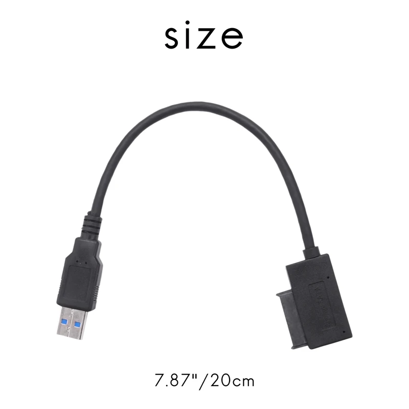 USB 3.0 To 7+6 13Pin Slimline SATA Laptop CD/DVD ROM Optical Drive Adapter Cable