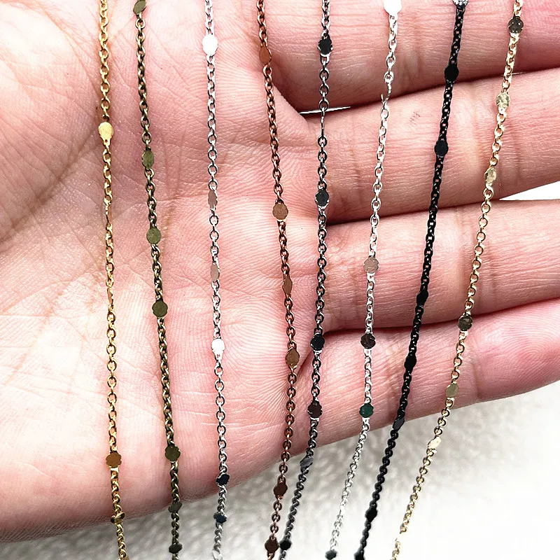 2yards Gold/Silver Plated Pure Copper Sequins Necklace Chain for Jewelry Making Findings DIY Bracelets Chains Materials Handmade