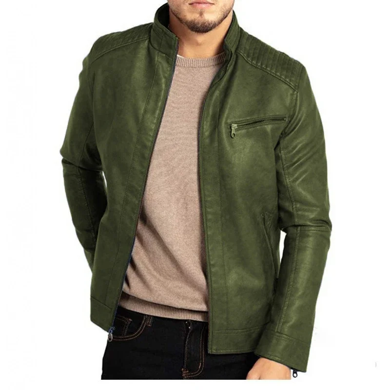 

Мужское пальто из искусственной кожи большого размера с воротником-стойкой, байкерская кожаная куртка в стиле панк, весна-осень, новая мужская модная повседневная универсальная верхняя одежда