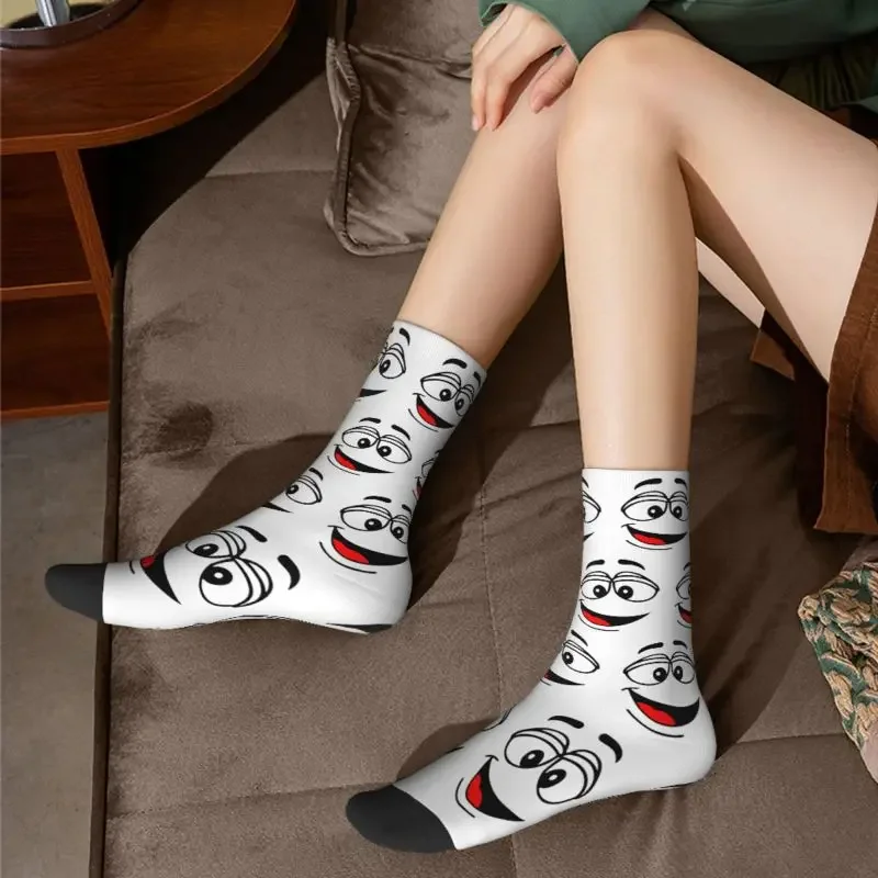 Cartoon Chocolate Yellow Candy Faces Mens Crew Socks Unisex Fun Spring Summer Autumn Winter Dress Socks