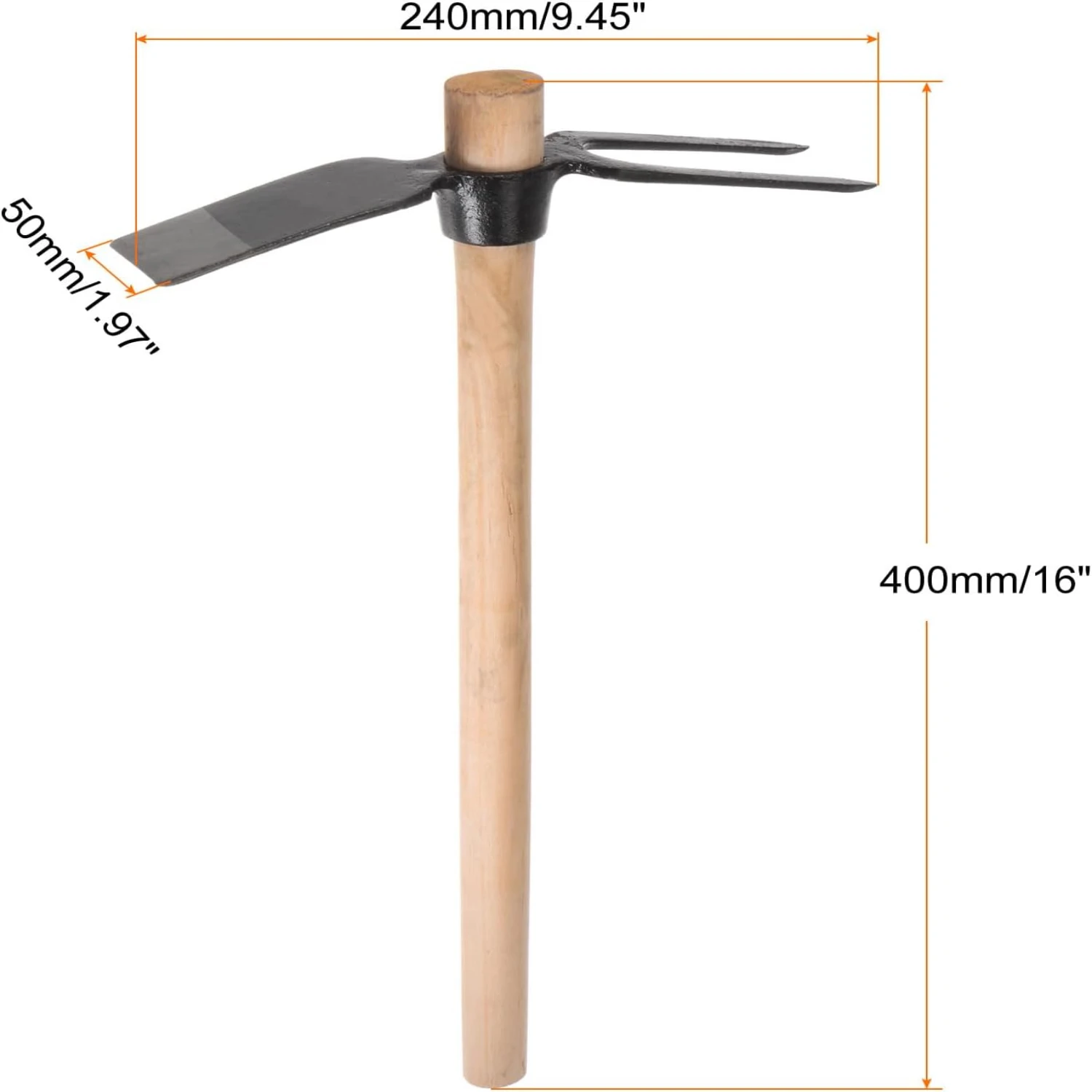 2 Teeth Garden Hoe Rake, 16