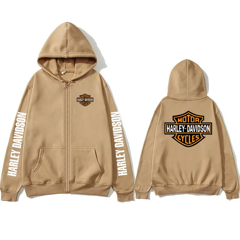 2026 Harley Davidson Motorrad-Kapuzenpullover Frühling Herren Bedruckter Reißverschluss-Hoodie Outdoor-Sport Lockerer Atmungsaktiver Damen-Mantel