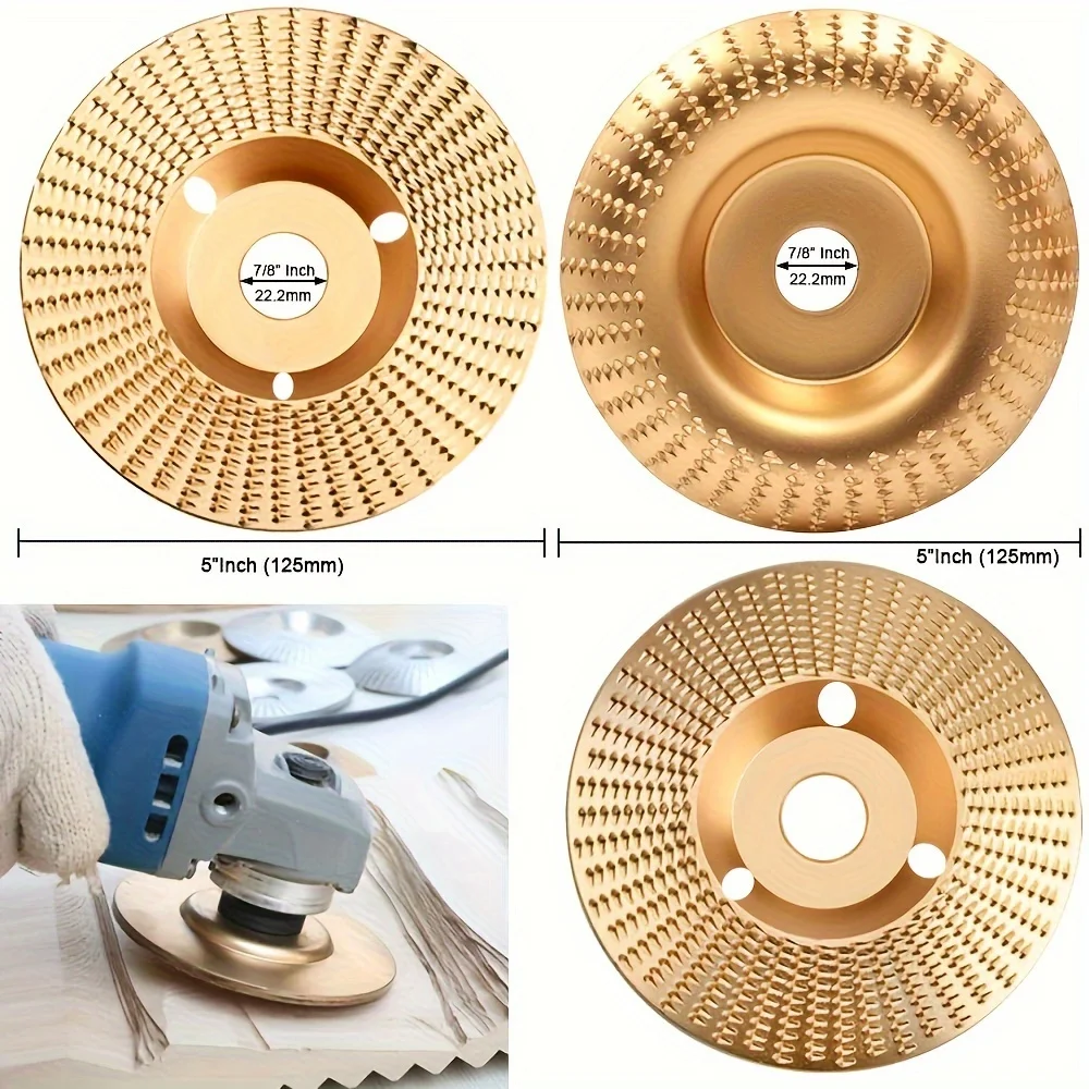 Woodworking Grinding Disc 125mm Wide/22Mm Metal Hole Arc-Shaped Bevel Design Electric Grinder Disc Carving Polishing Tool