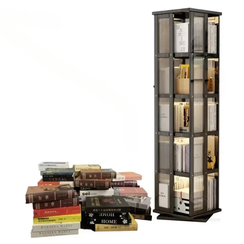 Floor-standing Home Rotating Bookshelf Multi-functional Storage Rack Living Room Furniture Multi-layer Storage Bookcases N