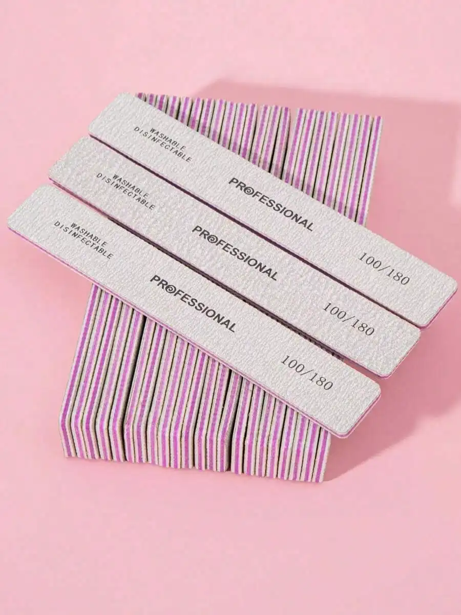 

5pcs Nail Files, 100/180 Grit Sandpaper Nail Files, 10pcs Professional Washable Double-Sided Coarse Foot File, Heavy Duty, For Acrylic Nail Removal, Pedicure Manicure Tools