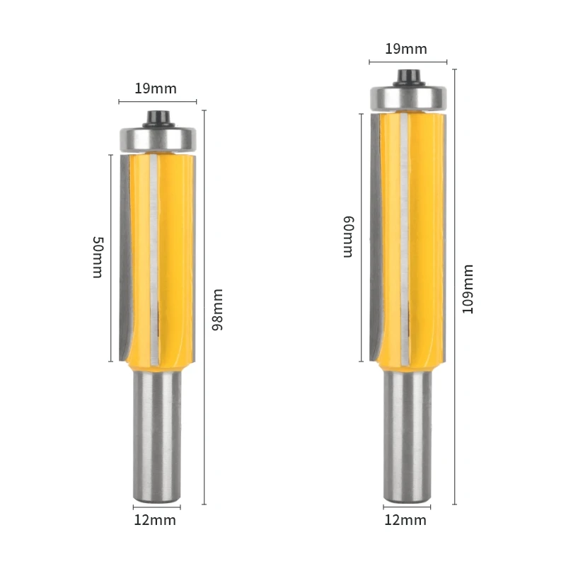 YUSUN 12MM Four Blade Z4 Flush Trim Bit Router Bit Carbide Cutter Woodworking Milling Cutter For Wood Bit Face Mill