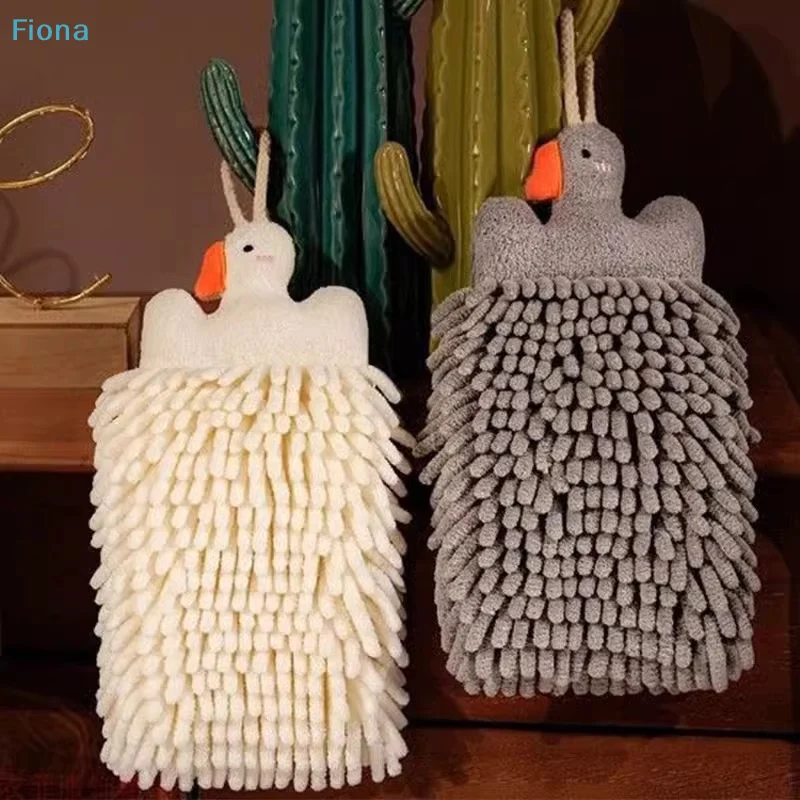 ✔Cute Duck Shaped Chenille Hand Towel,Quick-Drying Absorbent Hanging Towel for Kitchen & Bathroom,Novelty Kids Hand Towel