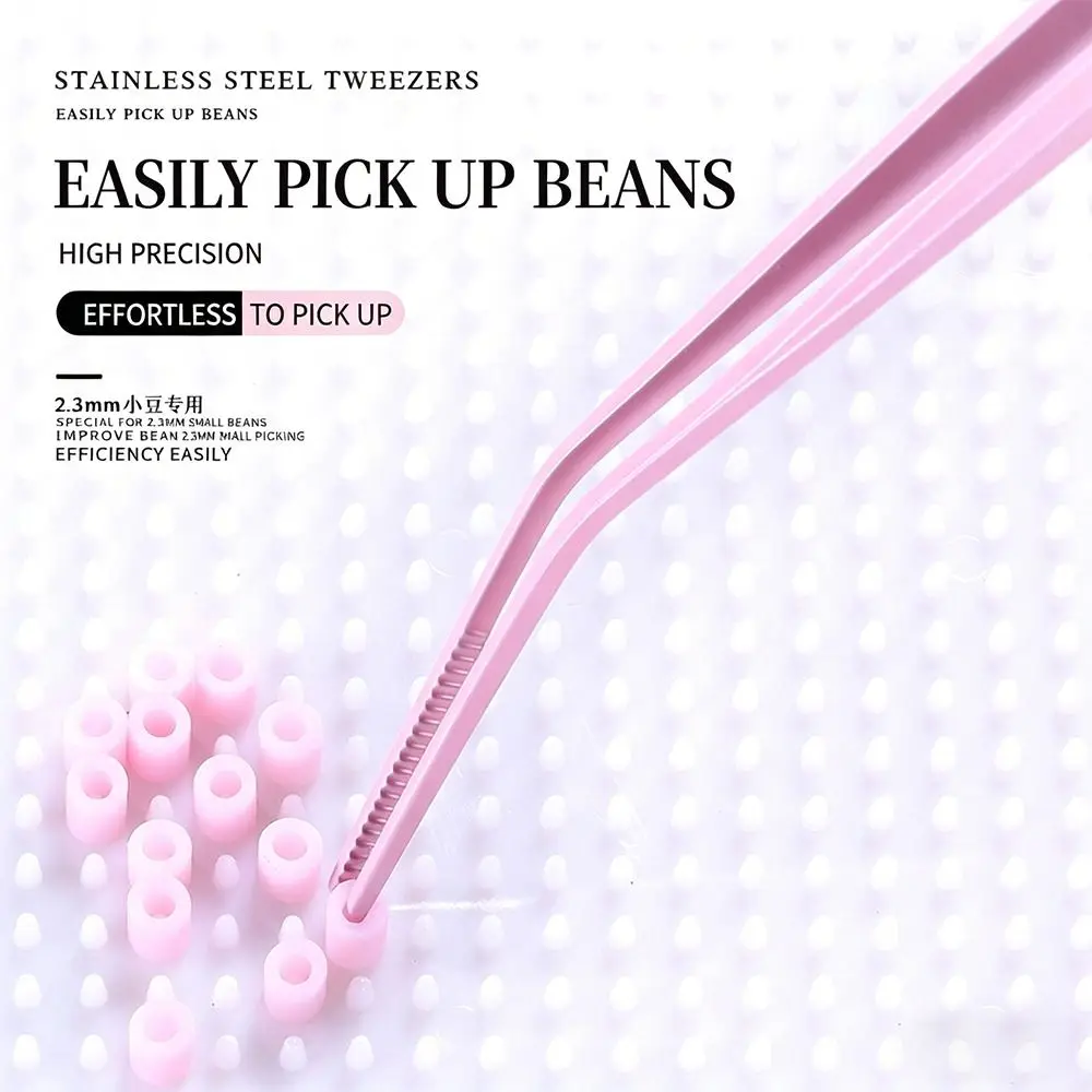 Stainless Steel Bead Picking Tweezers High Precision Anti-static Curved Stickers Tweezers 2.6mm Handmade Tool