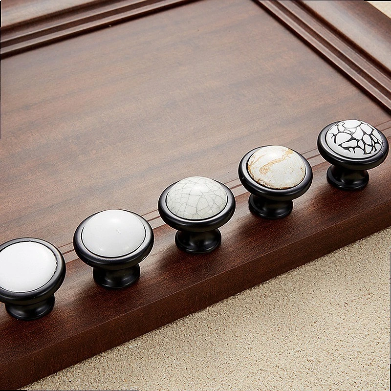 Cracked Ceramic Cabinet Knobs Single Hole Zinc Alloy Drawer Pulls for Dresser