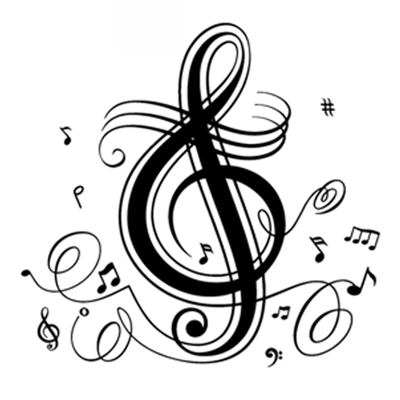Funny Music Singing Symbol Contour Sticker High Quality Car Decoration Personality Pvc Waterproof Decal Black/white, 17cm*17cm