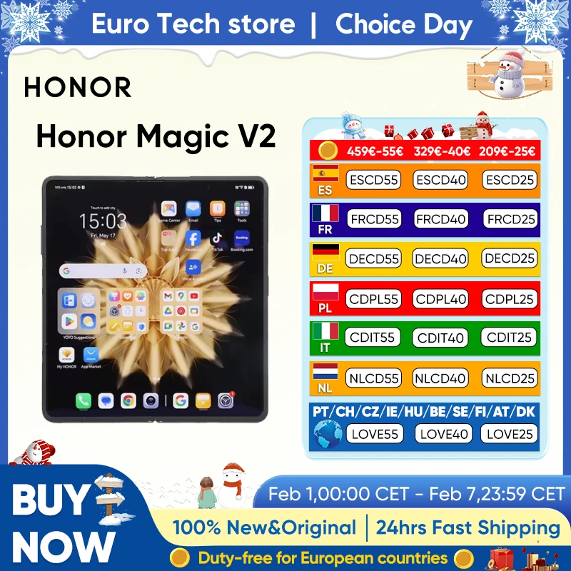 Globale Versie Eer Magic V2 5G Opvouwbare Smartphone Snapdragon 8 Gen2 Lpo Oled Display 120Hz 50mp Drievoudige Camera Android Mobiel