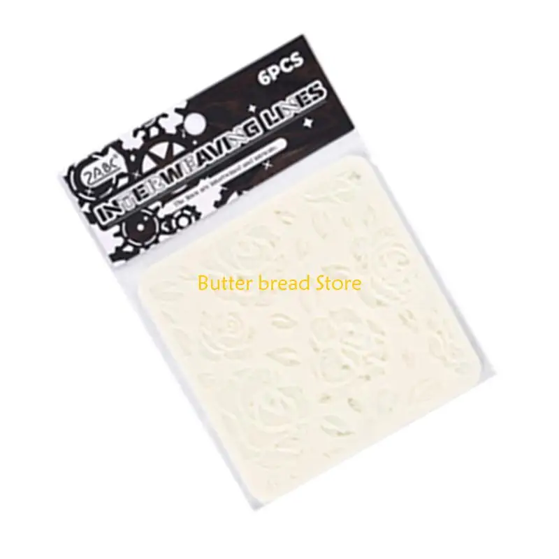 W89C 6 PCS Hollow Out Pintura Plantillas Flores Plantillas mariposa Plantillas