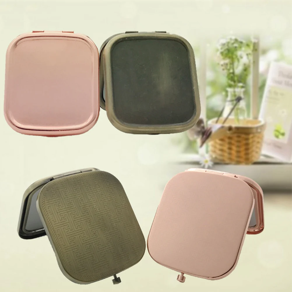 

2Pcs Square Folding Mirror Compact Size Double Sided Foldable Portable High Definition Clear Surface Wonderful Gift