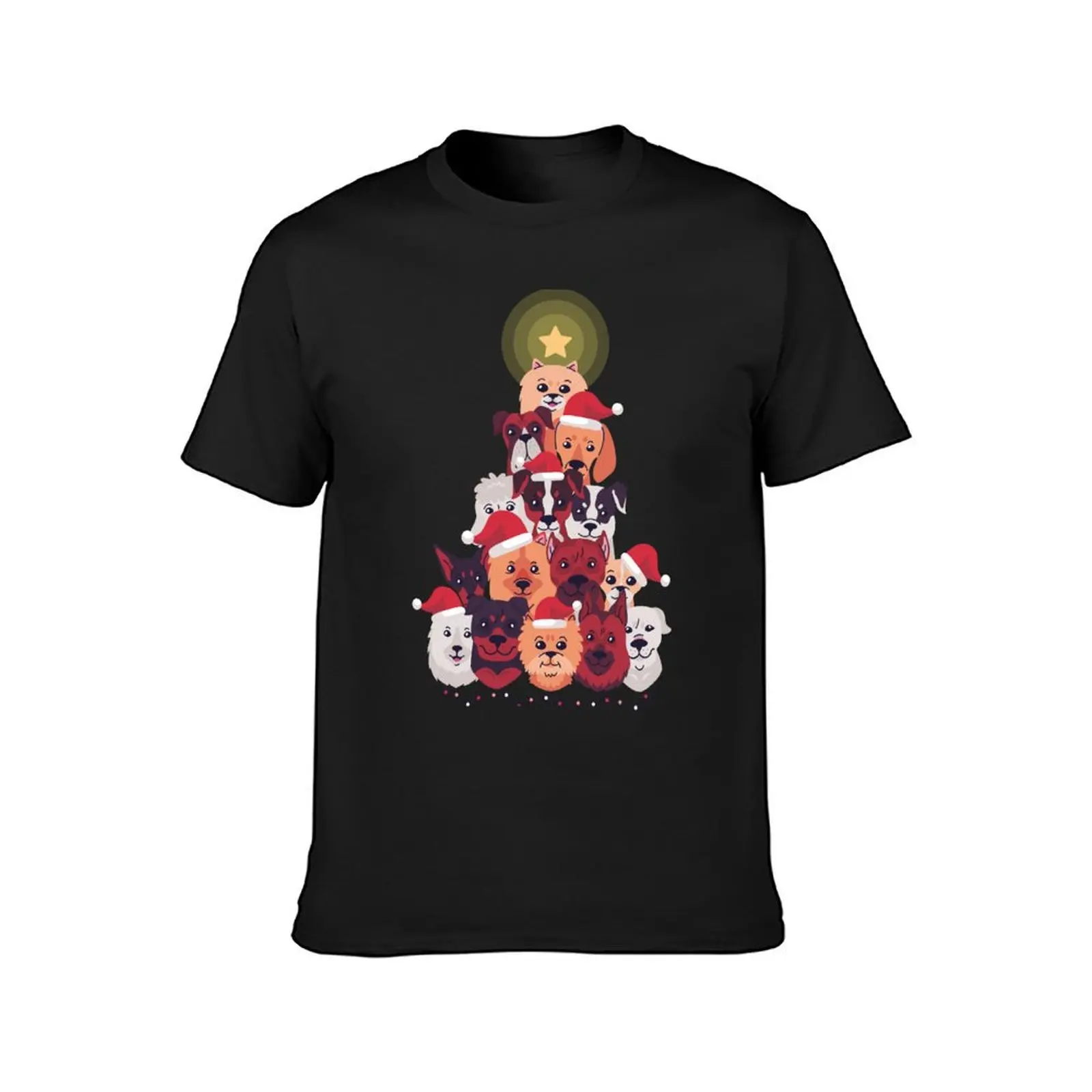 Dog Christmas Tree T-Shirt sports fans Aesthetic clothing plus size tops anime clothes big and tall t shirts for men