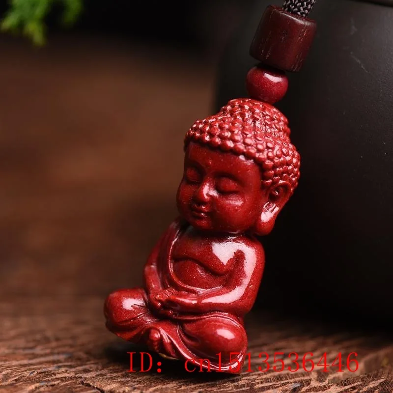 Fashion Red Cinnabar Jade Baobao Buddha Pendant Necklace Jewellery Chinese Healing Women Man Luck Gift Sweater Chain