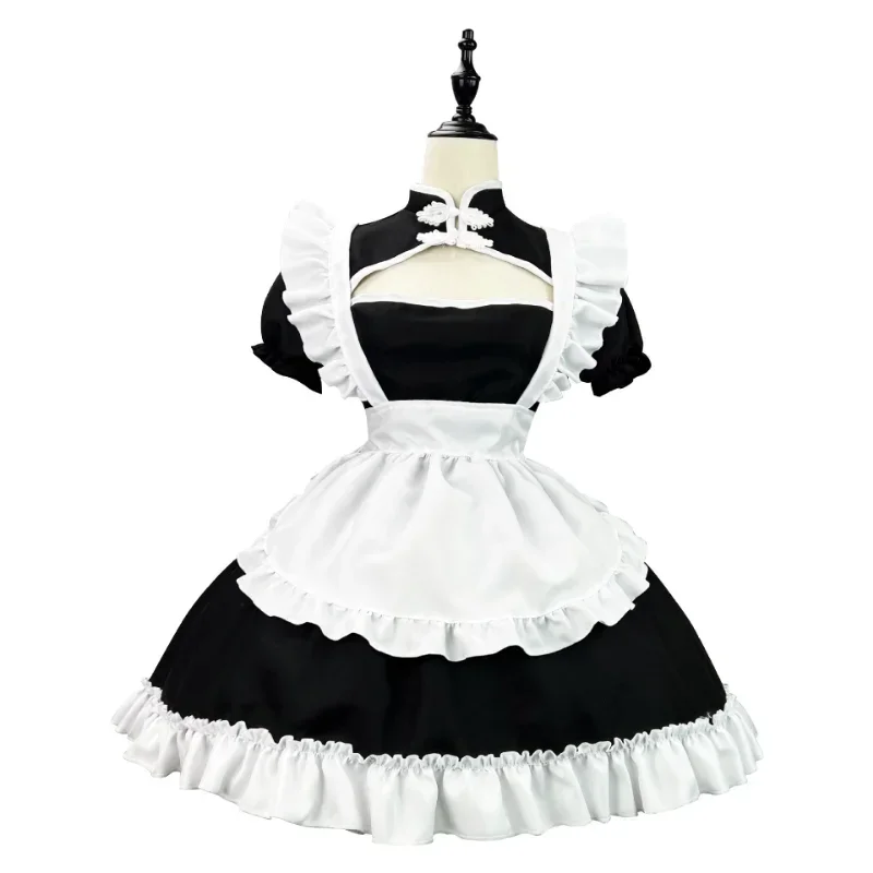 Plus Size Lolita Chinese Chongsam Anime Cosplay Maid Costume Princess Halloween Black White Japanese School Girl Kawaii Clothing