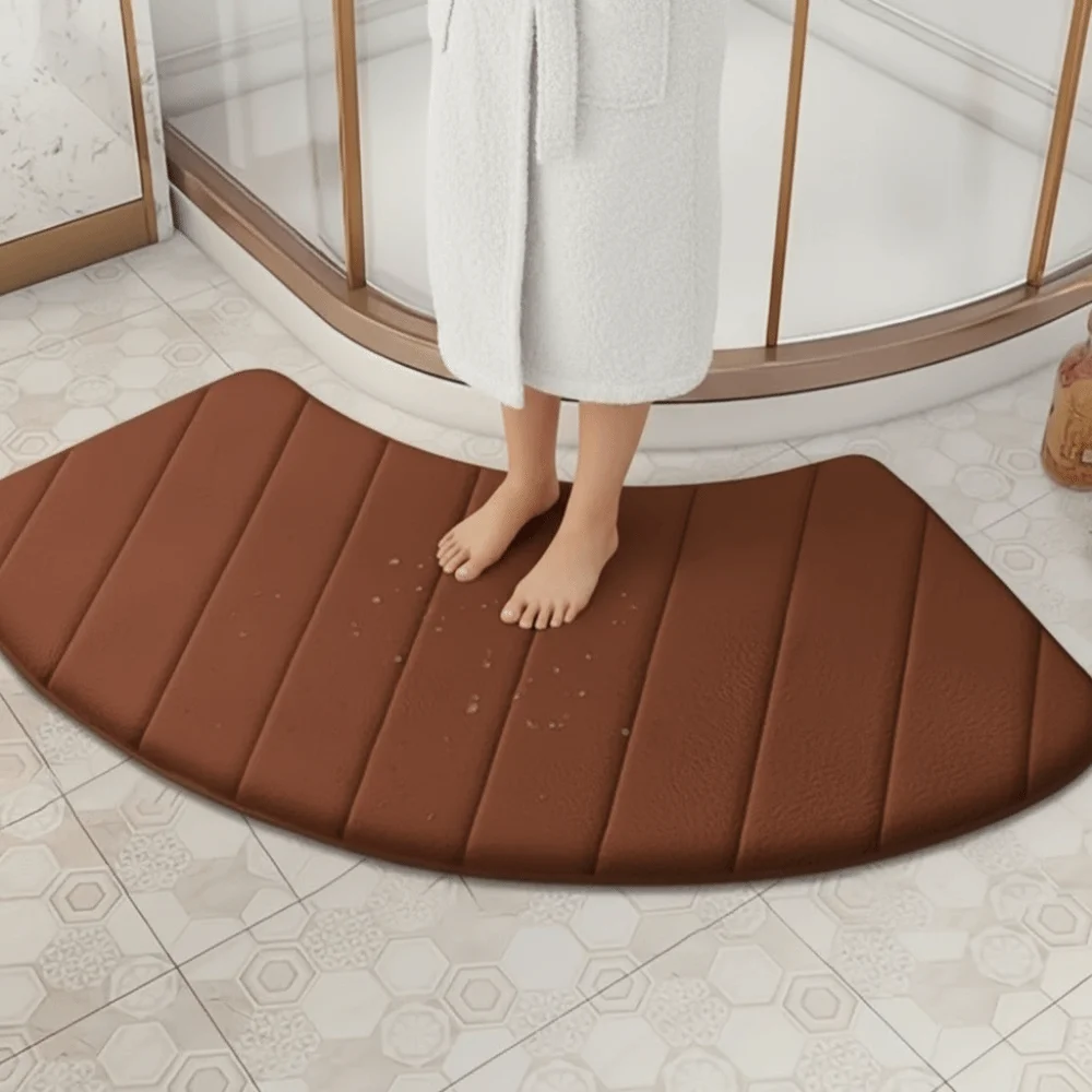

Solid Color Arched Shower Mat Soft Wear-resistant Non-Slip Mat Thickened Water-Absorbing Bathroom Absorbent Mat Bathroom Floor