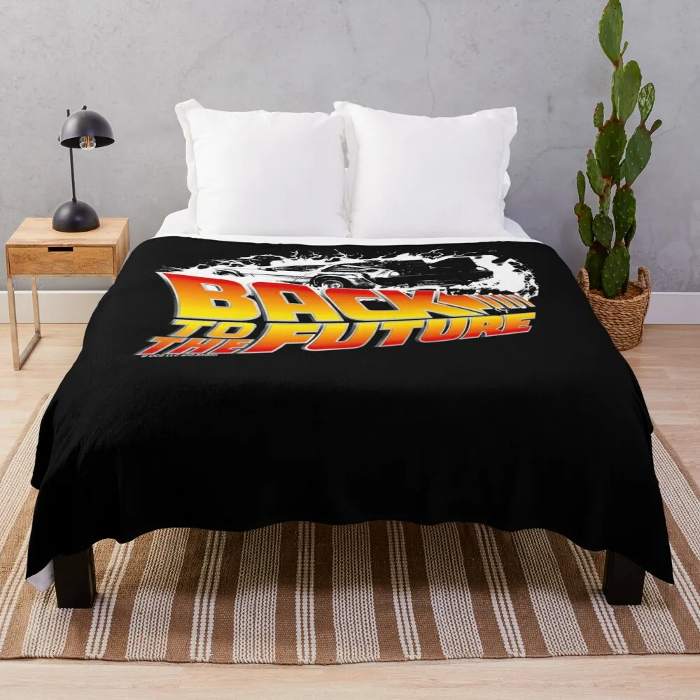 Back To The Future - Delorean White Stencil Fan Art Throw Blanket blankets ands cosplay anime Sofa Quilt Blankets