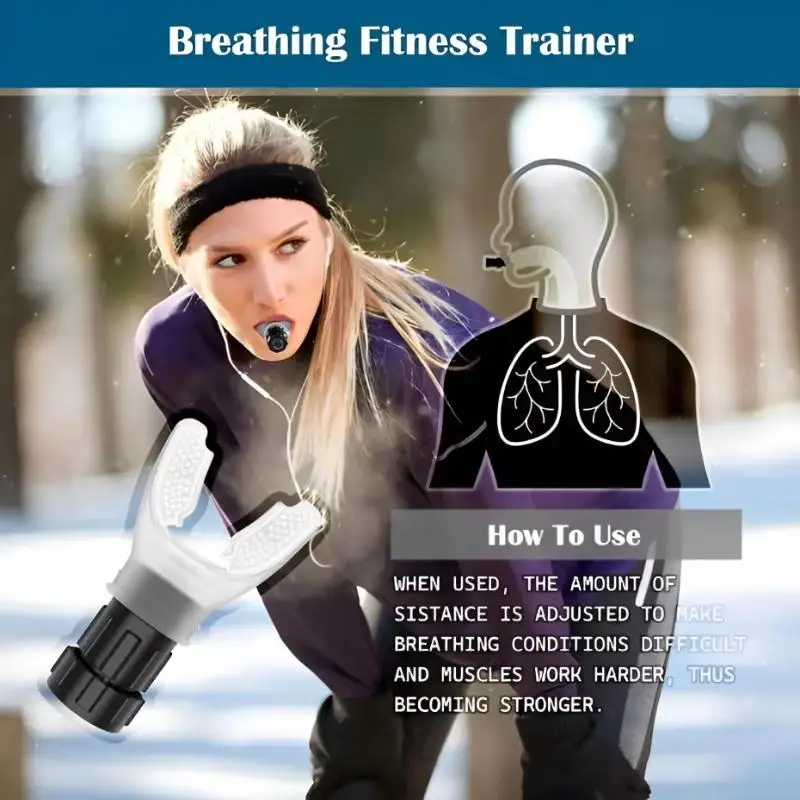 【F】Adjustable Breathing Exerciser Lung Capacity Trainer Mouthpiece Respiratory Fitness Device For Sports Swimming Yoga