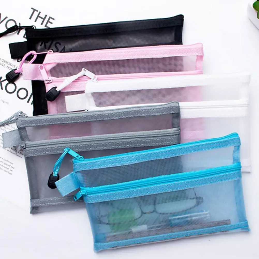File Pouch Large Capacity Transparent Document Storage Bag with Zipper Closure Lanyard for Office Supplies Portable File Holder
