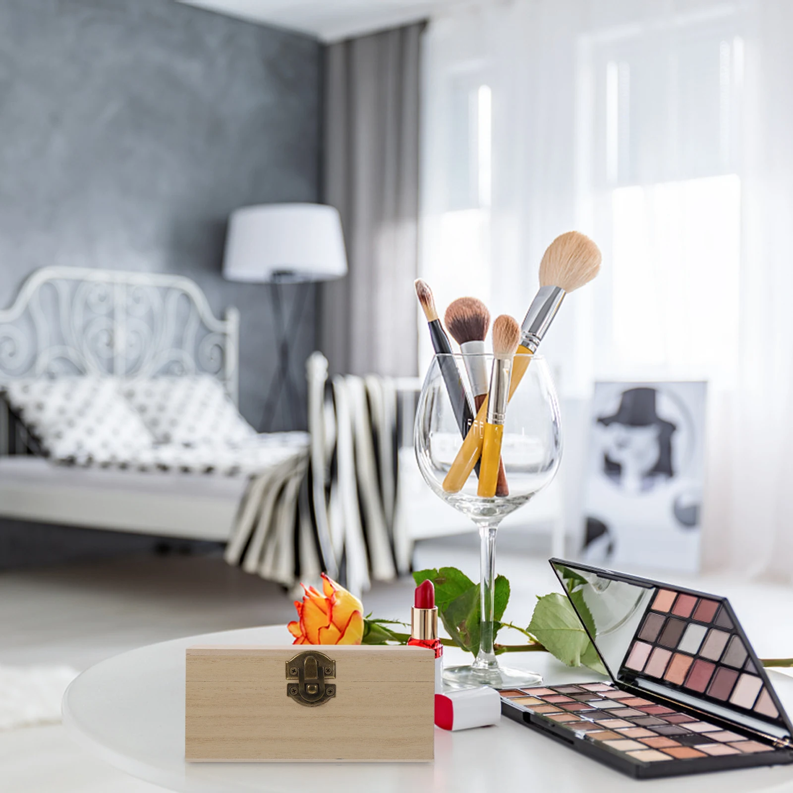 

6pcs Wooden Gift Box Decorative Storage Timber Chest Unfinished Wood Boxes Durable Reliable Desktop Case Organizing Box