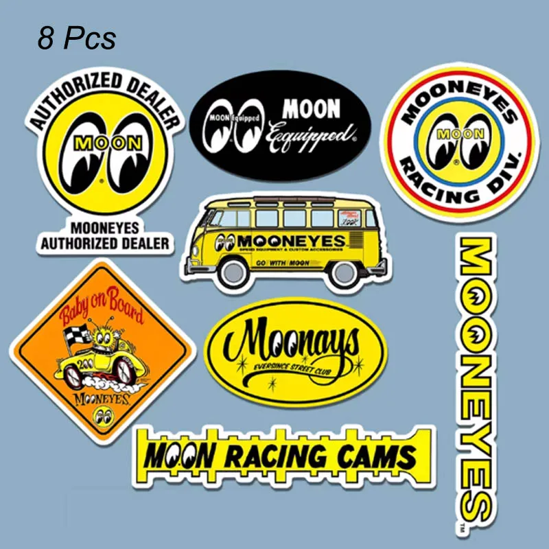 

8 Pcs/Set MOON Retro Laptop Stickers Waterproof Suitcase Refrigerator Skateboard Bicycle Decals Matte Motorcycle Car Sticker