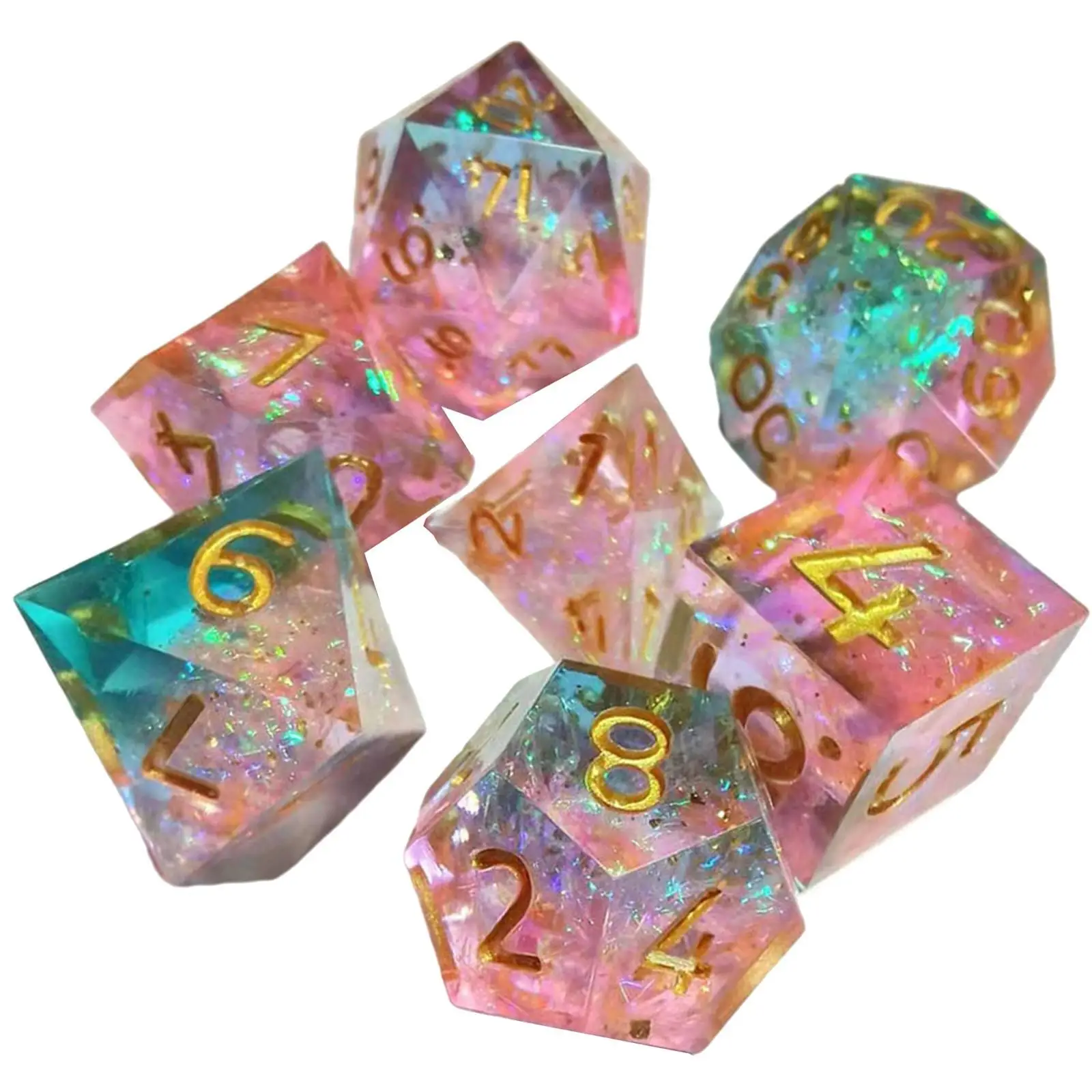 

Pack of 7 Acrylic Multi Side Dice for Role Play Party Table Game Supplies