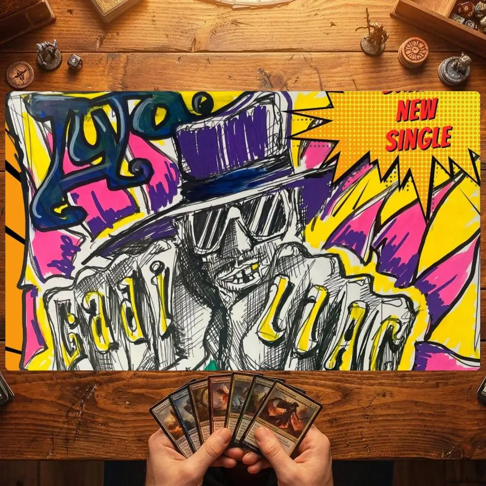 TCG Playmat Bold Pop Art Street Hipster 35X60CM Magic Card Battle Mat Non‑Slip Durable Stitched Edge Commander Zones Playmat