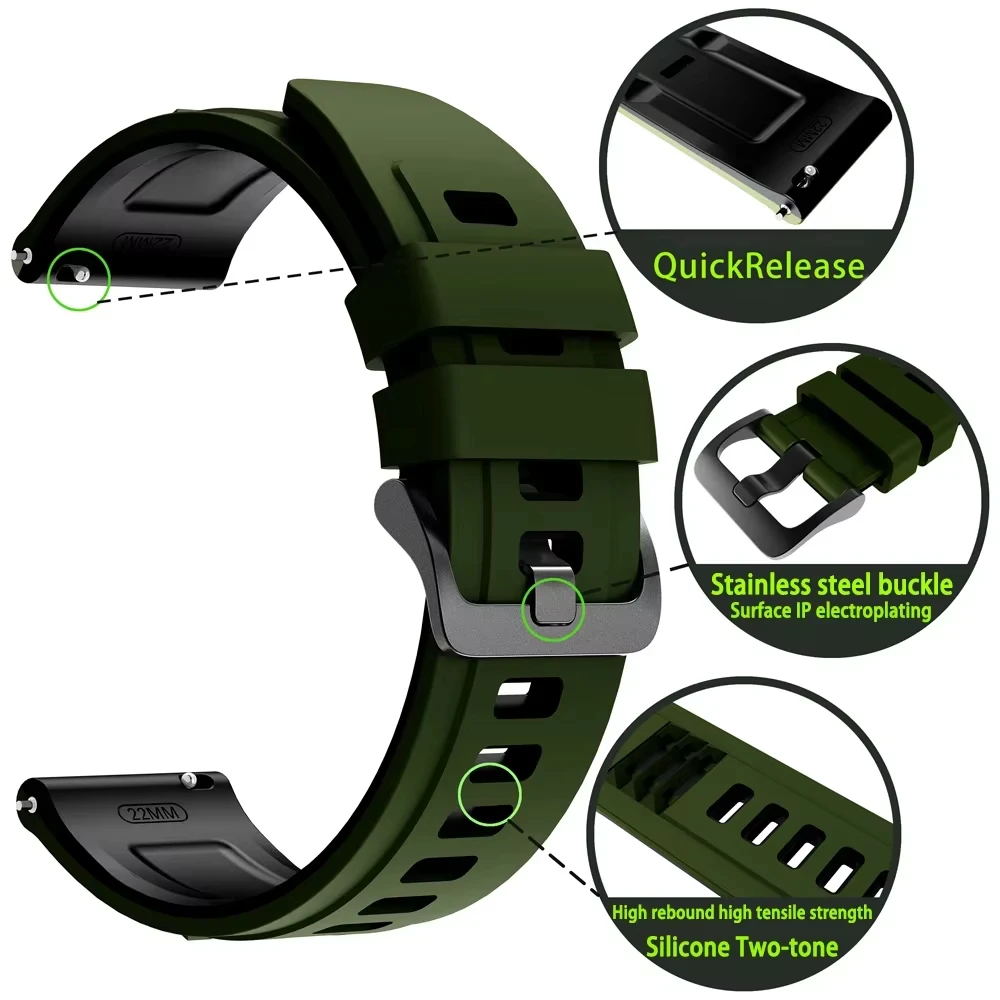 For AMAZFIT BALANCE 2 Watch Strap Amazfit Active Max 48mm BIP6 5 UNITY GTR 4/3 Pro 2e 22mm Sports Silicone Band For HUAWEI WATCH