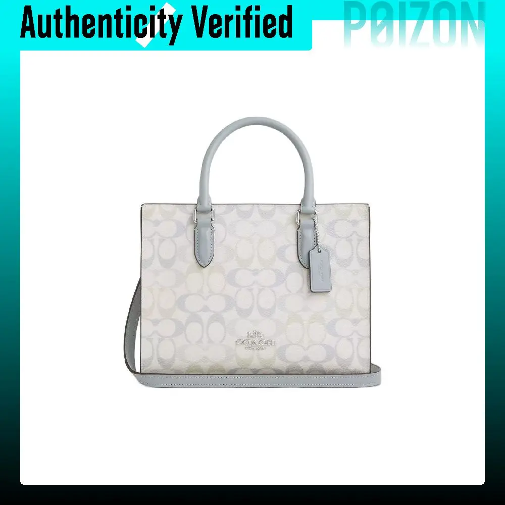COACH Maggie Artificial Leather Tote Crossbody Handbag Medium Women's Light Blue CDZ08-SVYUA