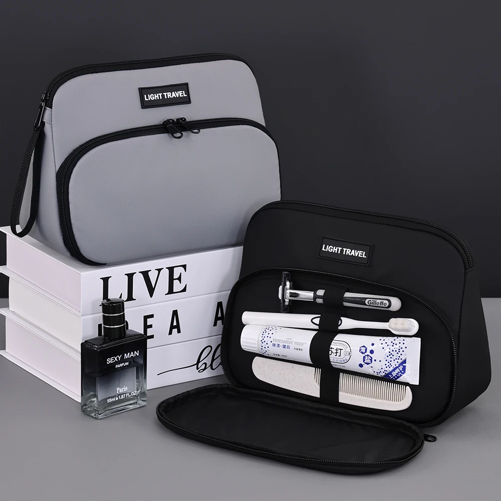 

Large Capacity Men's Travel Makeup Bag Double-layer Dry Wet Separation Handheld Toiletry Bag Waterproof Cosmetics Storage Bag