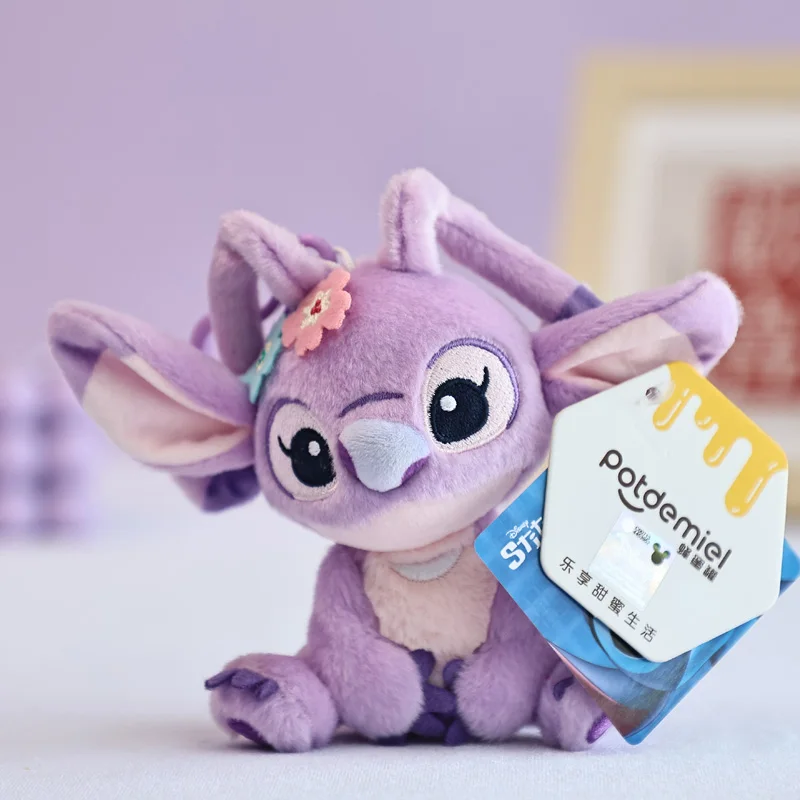 Hot Kawaii Disney Stitch Angel Plush Stuffed Toys Purple Anime Lilo&Stitch Doll Cute Keychain Pendant Birthday Gift For Kid Girl