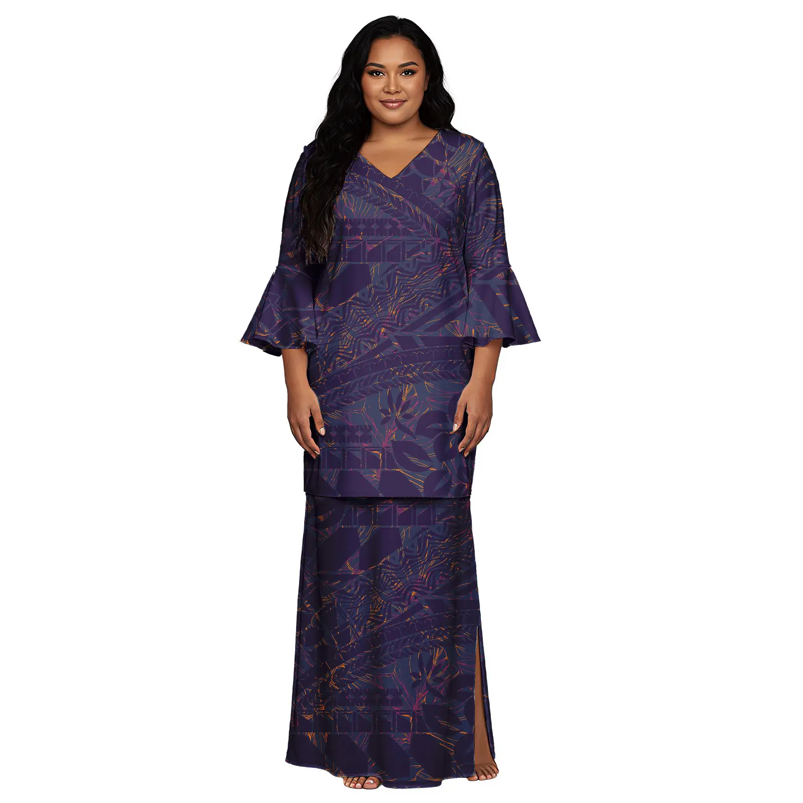 2 pezzi abiti lunghi donna maxi casual stampa tribale samoana abiti puletasi donna donna estate vendita calda abiti da donna