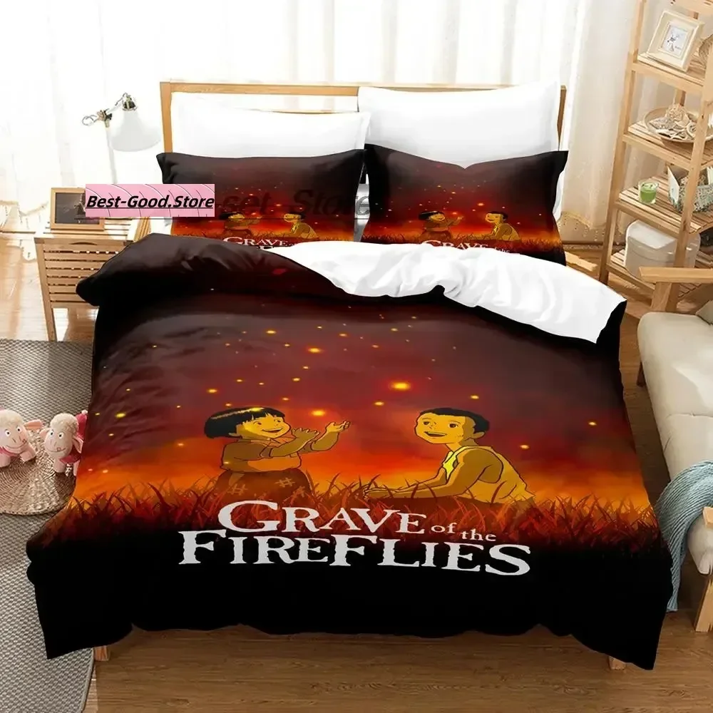 

New Grave of the fireflies Bedding Set Single Twin Full Queen King Size Bed Set Aldult Kid Bedroom Duvetcover Sets Kawaii Anime