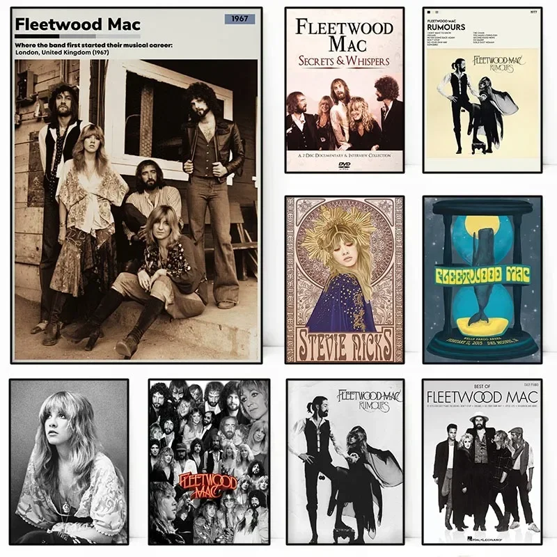 70s Rock Band Fleetwood Mac Music Album Cover Posters Stevie Nicks Portrait Canvas Painting Wall Art for Club Room Home Decor