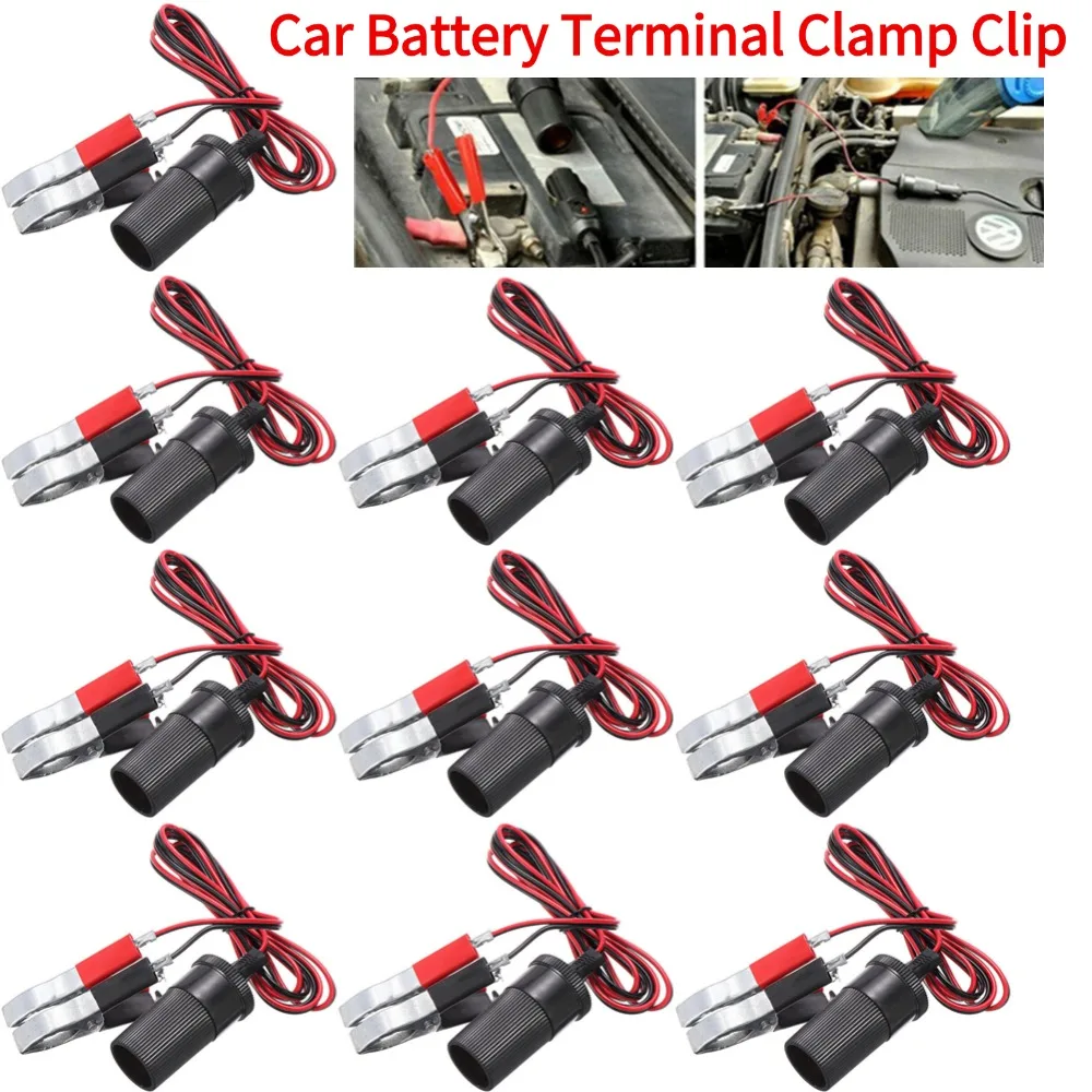 Car High Power Pure Copper Battery with Clip To Cigarette Lighter Female Socket 12V 24V Car Battery Terminal Clamp Clip