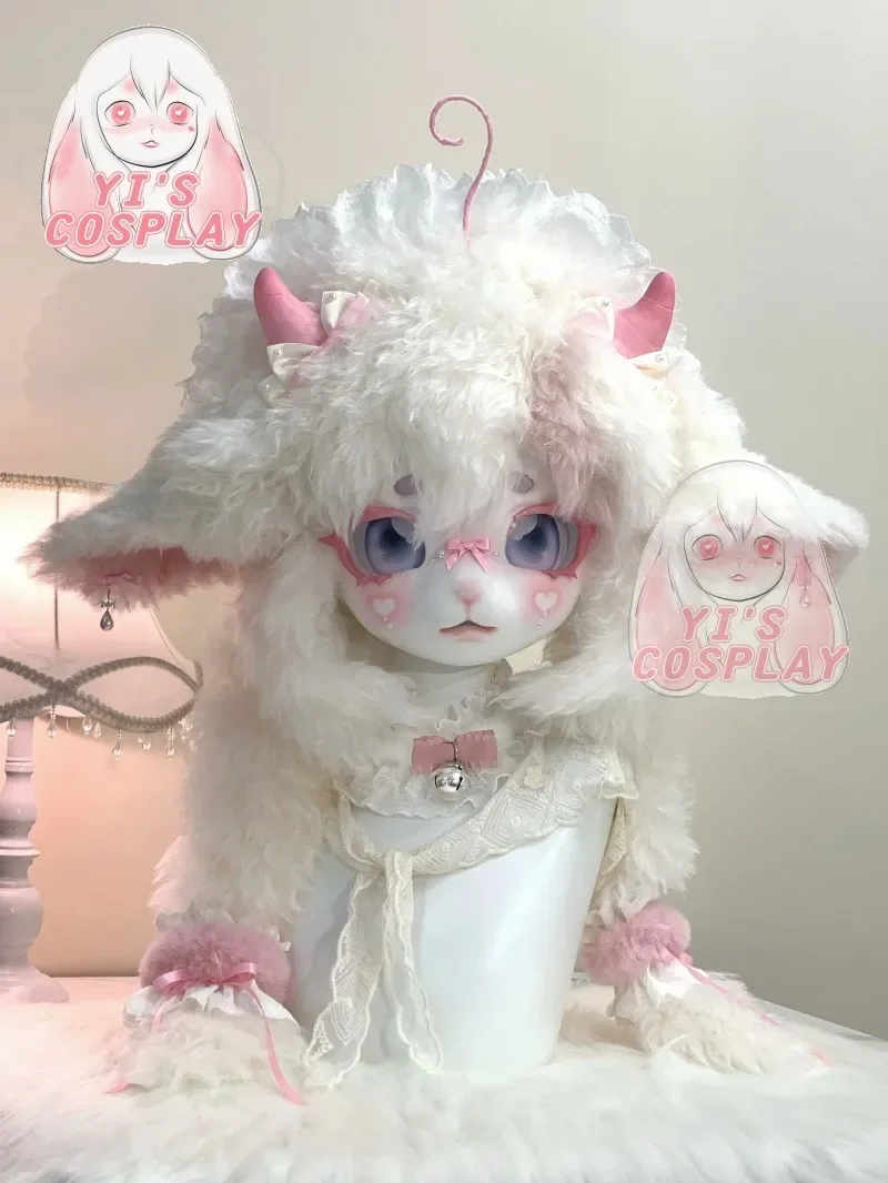 

Costum Furry Kig Beast Head Furry Head Kigurumi Cute Baby Sheep Cosplay Mask Head Fursuit Kigurumi