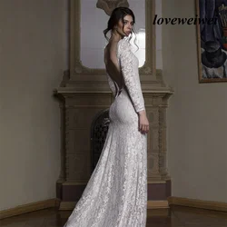 Elegant Mermaid Wedding Dresses For Women Sheer Illusion Sexy Backless Wedding Gown Lace Applique свадебное платье Vestidos De