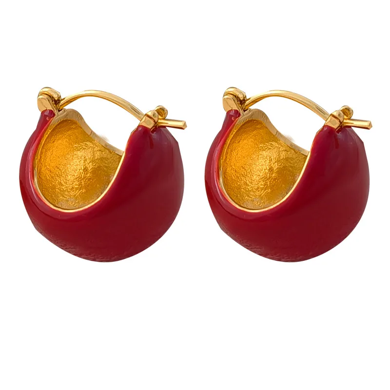 Fashion Jewelry Vintage Temperament Enamel Red Earrings For Women Party Gifts Simply Design Ear Accessories Hot Selling