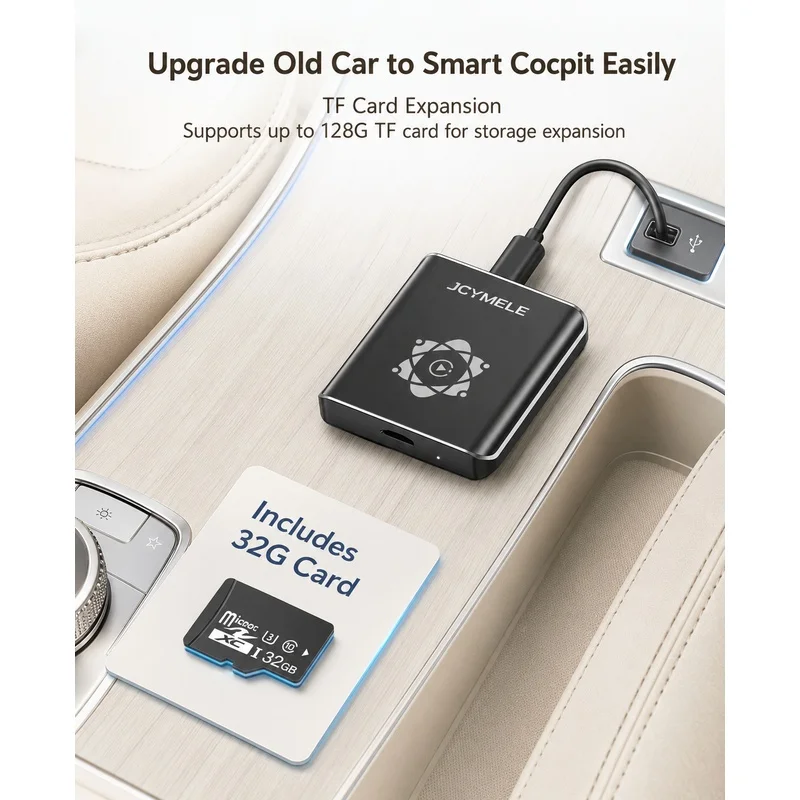 Android 12 Wireless AI Box, CarPlay & Android Auto Streaming Video Player Plug-and-Play for Audi Toyota Honda Mazda JCYMELE