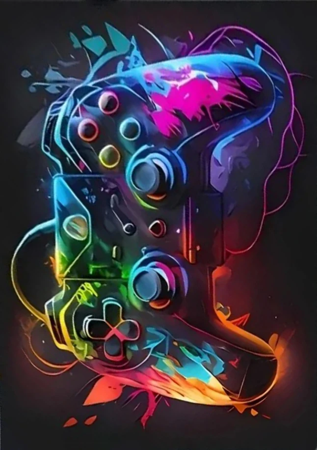 Gaming Style Large Carpet for Living Room Anti-slip Floor Rug Vibrant Neon Gamepad Design Art Elements Unique Home Decoration