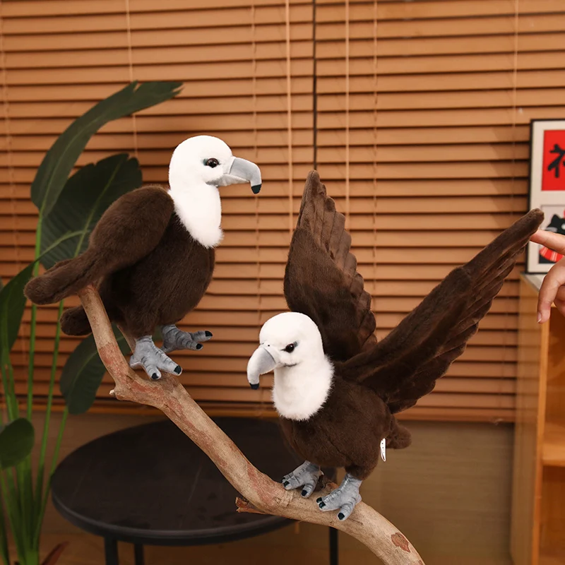 Realistic Vulture Plush Toy Soft Imitation Fluffy Vulture Stuffed Animal Lifelike Bird Plush Doll Home Decor Collectible Gift
