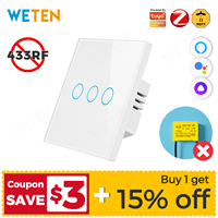 Tuya Zigbee Smart Wall Touch Light Switch No Neutral No Capacitor, Support Alexa Google Home, Home Assistant via Zigbee2mqtt